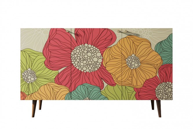 Изображение товара Комод Berber с принтом и коричневым каркасом