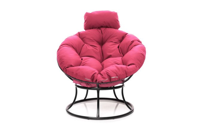 Изображение товара Кресло мини Папасан с черным каркасом и розовыми элементами