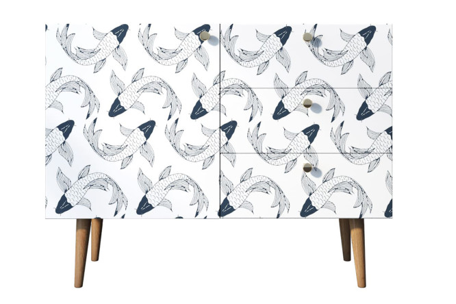 Изображение товара Комод с 3 ящиками и дверкой Berber 90х70х40 см коричневый дизайн Print_36