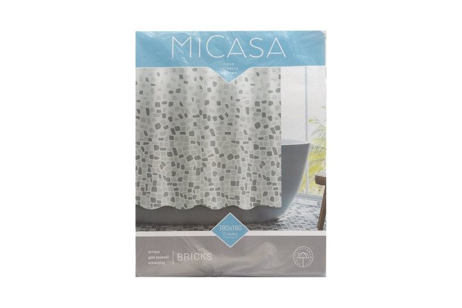 Штора для ванной комнаты MICASA Bricks 180x180 см