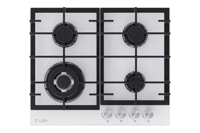 Изображение товара Газовая варочная панель LEX GVG 645 WH 60 см закаленное стекло 4 зоны нагрева