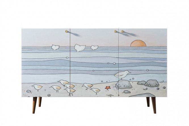 Изображение товара Комод Berber с принтом и коричневым каркасом 150х90х45 см