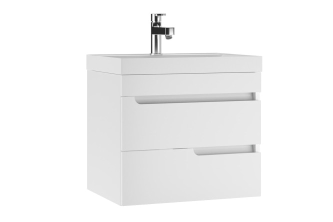 Изображение товара Тумба под раковину подвесная Айсберг Веста с 2 ящиками 59 см, цвет каркаса белый, фасада белый