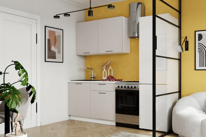 Изображение товара Кухонный гарнитур Тренд 120х217х60 см, цвет каркаса белый, фасада кашемир