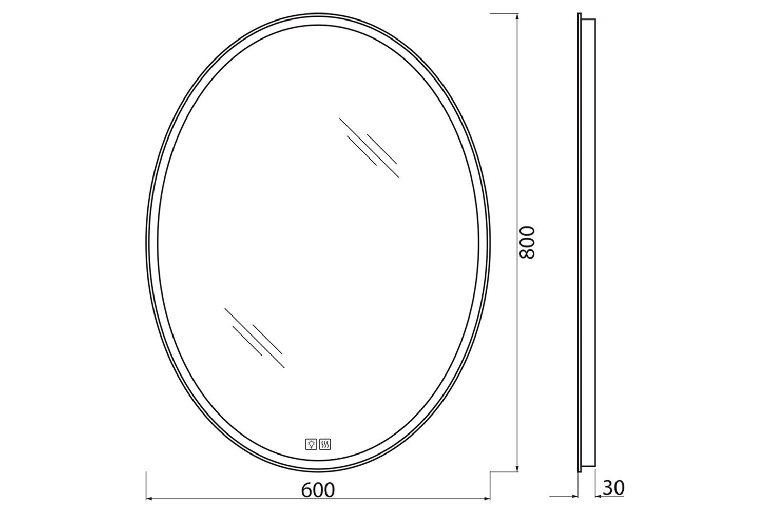 Зеркало с подсветкой BELBAGNO SPC-VST-600-800-LED-TCH-WARM с подогревом 60х80 см