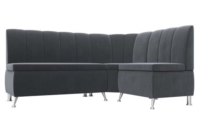 Изображение товара Угловой кухонный диван Канкун с правым углом 172х88х134 см велюр серый