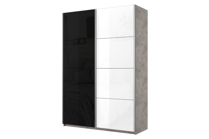 Изображение товара Шкаф-купе 2-дверный Cors 160х230 см, бетон светлый, фасад белый глянец, чёрный