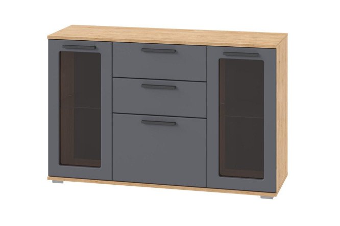 Изображение товара Стильный комод Интеро из МДФ со стеклянным фасадом и матовым покрытием