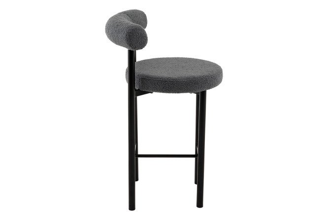 Стул полубарный Stool Group Флорео 54х90х55 см, цвет обивки тёмно-серый, ножек чёрный