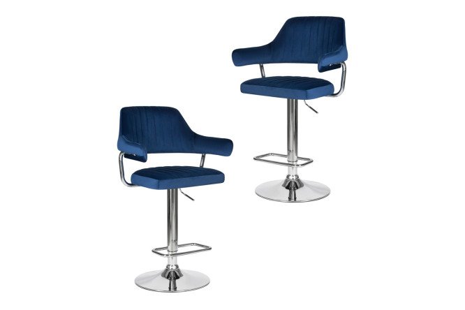 Изображение товара Комплект барных стульев DOBRIN Charly 61х99х54 см, цвет обивки синий, ножек хром