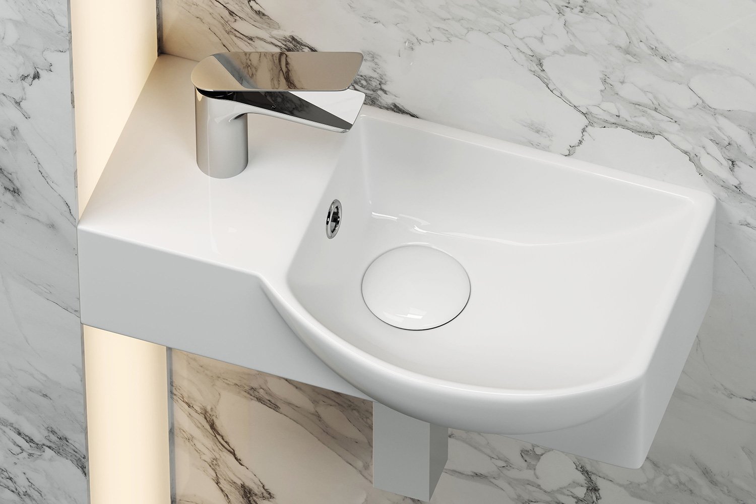 Умывальник подвесной угловой CERAMICANOVA Element CN6039R 40х12х22 см
