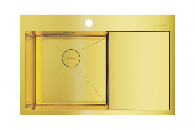 Изображение товара Врезная кухонная мойка из нержавеющей стали с крылом OMOIKIRI Akisame 78-LG-L светлое золото