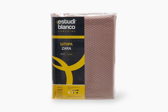 Штора ESTUDI BLANCO Zara 180х280 см, 1 шт., цвет серо-лиловый