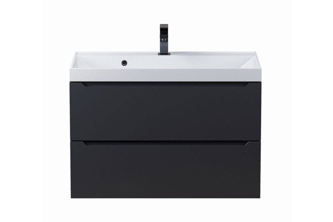 Изображение товара Тумба для ванной подвесная Tanos 80 см с черным матовым фасадом