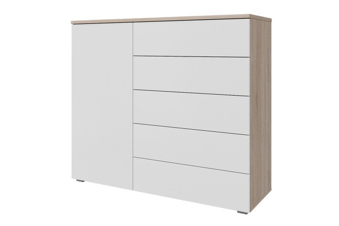 Изображение товара Комод Оскар Лайн 125,4х109,2х44 см дуб сонома белый гладкий