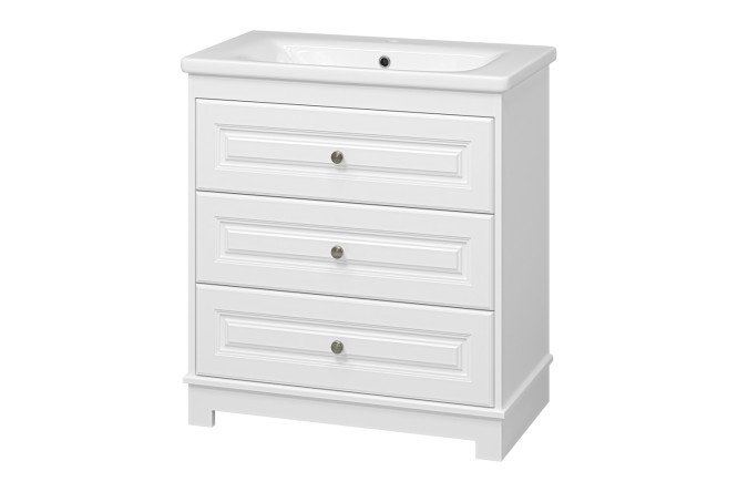 Изображение товара Тумба напольная Ларго 80 П-Лар-07080-01-3Я с 3 ящиками 80 см, цвет каркаса белый, фасада белый