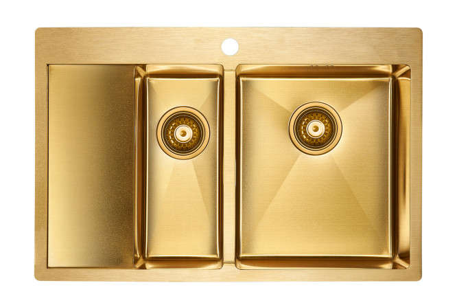 Изображение товара Мойка врезная правая PAULMARK Kroner 78/2SF PM227851-BGR с крылом 78х51х20 см