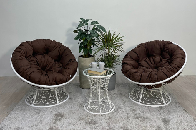 Изображение товара Набор садовой мебели Папасан Плюс цвет белый, коричневый