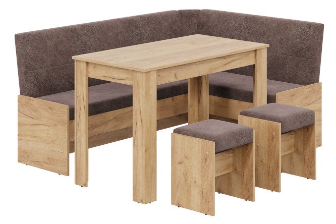 Изображение товара Кухонный уголок Пекин с универсальным углом коричневый микровелюр ЛДСП