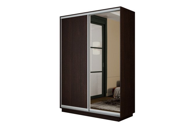 Изображение товара Двухдверный шкаф-купе Slide-2 с зеркалом 140х240х60 см венге серебро