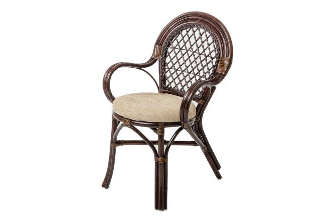 Изображение товара Стул Бали с ротанговым каркасом и бежевой обивкой