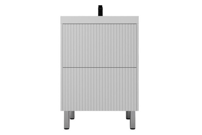 Изображение товара Тумба напольная STYLELINE Стокгольм 60 ЛС-00002333 2 ящика 60.2 см, цвет каркаса белый рифлёный софт, фасада белый рифлёный софт