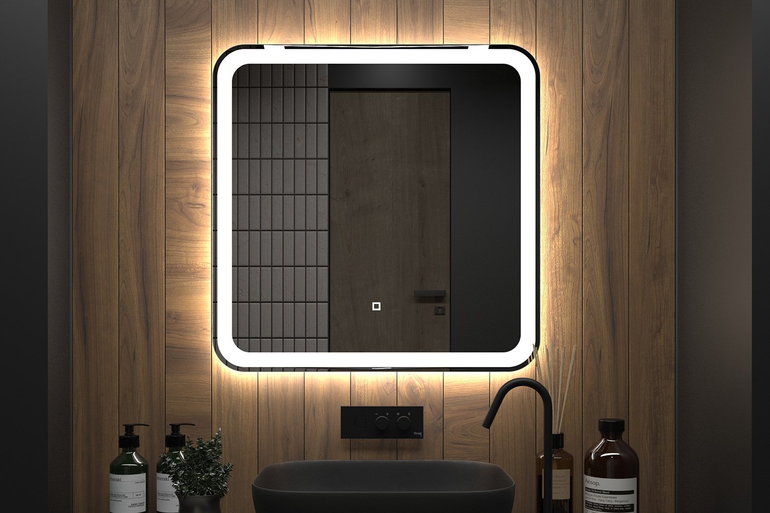Зеркало с LED-подсветкой ONIKA Магна 70 207046 70х70 см