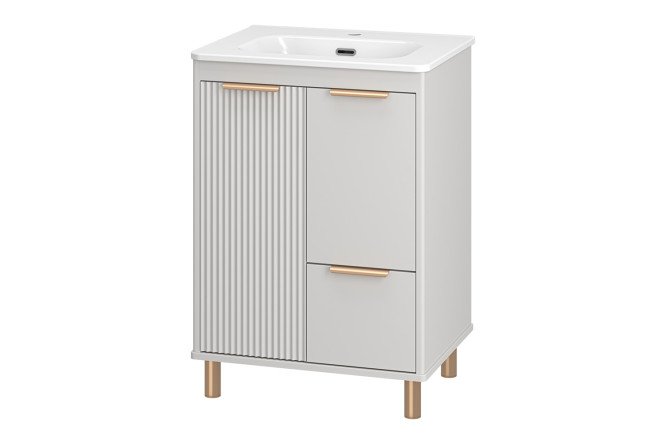 Изображение товара Тумба напольная Risacca Сrema 60 с раковиной и ящиком 61 см серый