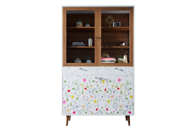 Изображение товара Буфет 2 дверки 2 ящика Berber коричневый дизайн Print_07 120х200х45 см