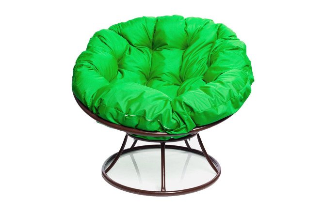 Изображение товара Кресло Папасан с каркасом коричневым и зелёными элементами Изображение товара Кресло Папасан с каркасом коричневым и зелёными элементами