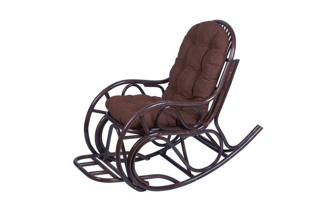 Изображение товара Кресло-качалка 05/05 55х90х125 см тёмно-коричневый каркас и бежевые мягкие элементы