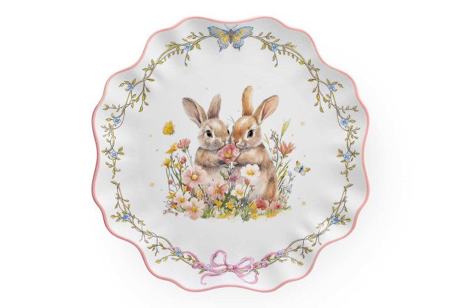 Изображение товара Тарелка обеденная HOFF Кролик и цветы Фарфор
