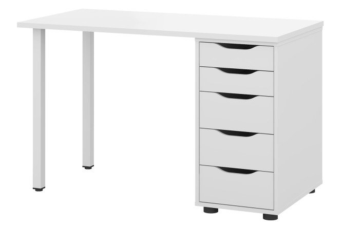 Изображение товара Письменный стол Alexys 120 см с квадратными опорами и тумбой белый