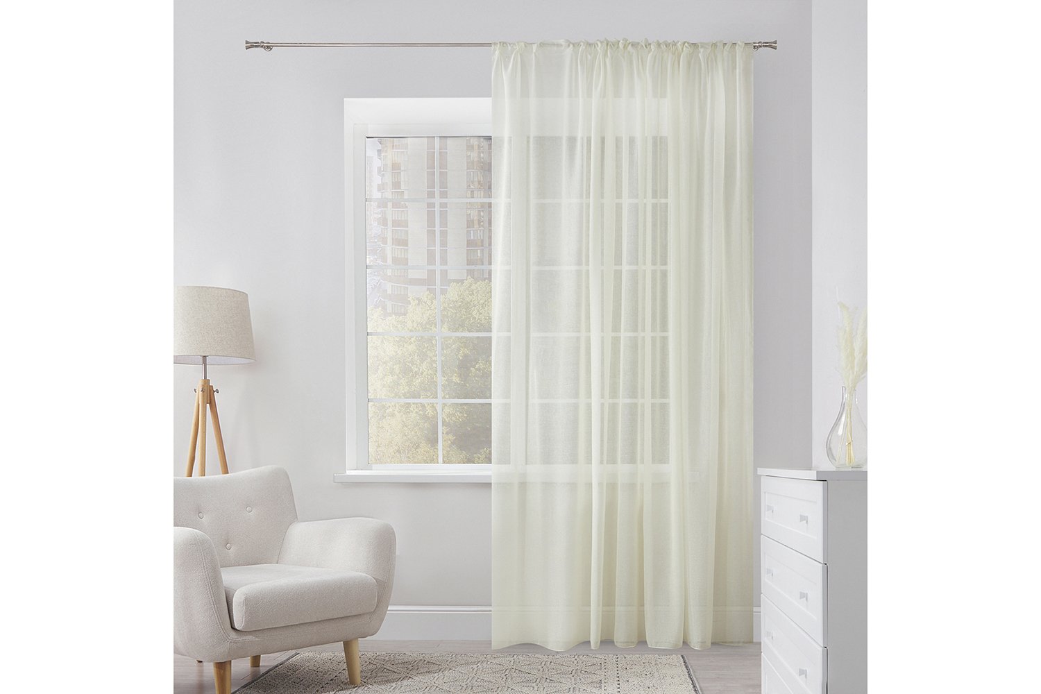Тюль на ленте ESTUDI BLANCO Kelly 300х280 см, 1 шт., цвет экрю