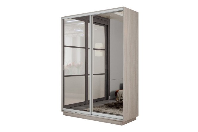 Изображение товара Двухдверный шкаф-купе Slide-2 140х220х45 см ясень шимо светлый серебро