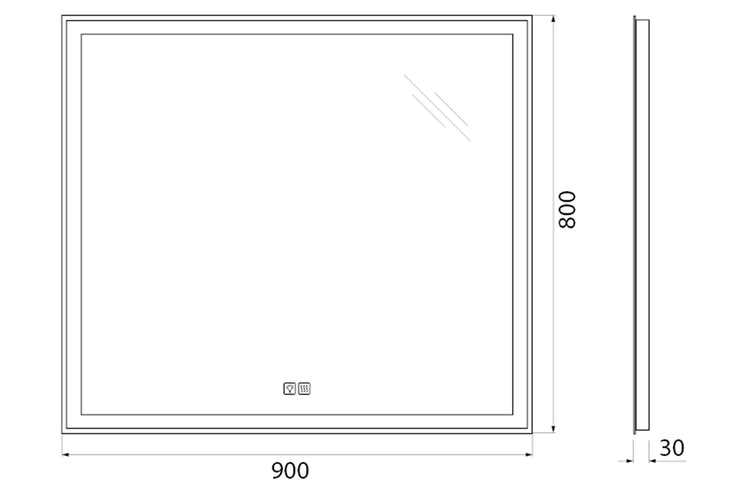 Зеркало с подсветкой BELBAGNO SPC-GRT-900-800-LED-TCH-WARM с подогревом 90х80 см