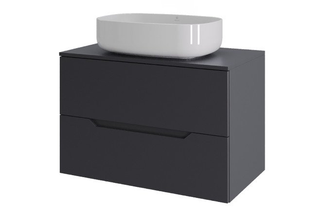 Изображение товара Тумба подвесная ORANGE Line 80 Li-80TugMDF+B07-540W 81 см, цвет каркаса графит, фасада графит