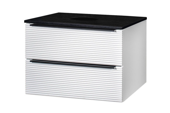 Изображение товара Тумба подвесная RUNO Орлеан 70 см, белый матовый, черный фасад