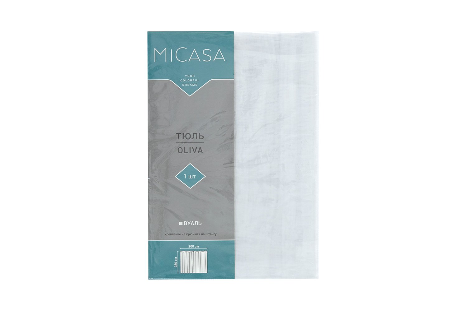 Тюль MICASA Oliva 200х280 см, 1 шт., цвет белый