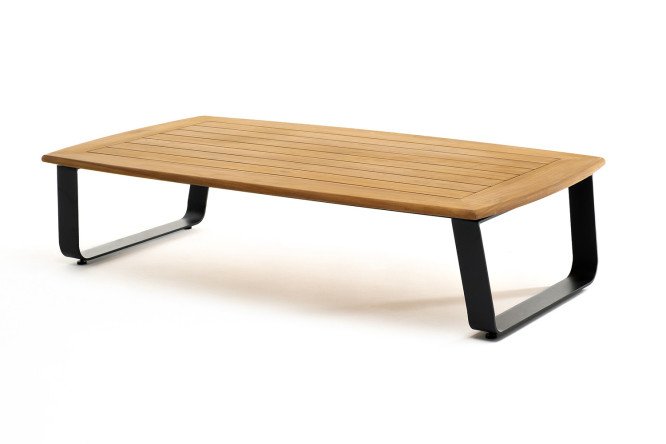 Изображение товара Кофейный стол Aura 160 см из массива тика и алюминия Изображение товара Кофейный стол Aura 160 см из массива тика и алюминия