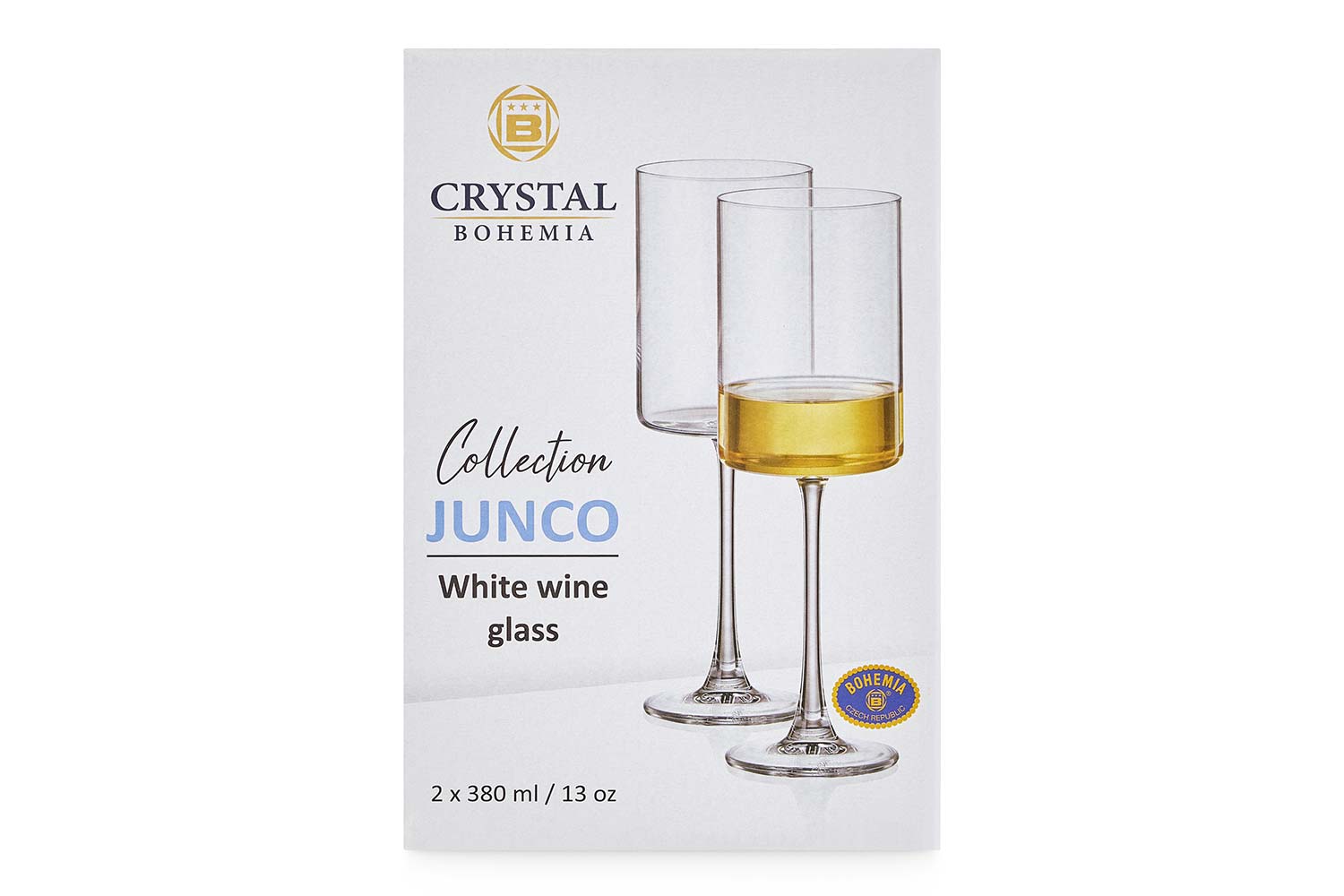 Набор бокалов для белого вина CRYSTAL BOHEMIA Junco 380 мл, 2 шт., Стекло