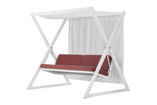 Изображение товара Садовые качели Сакура 3-местные цвет каркаса белый, тента белый