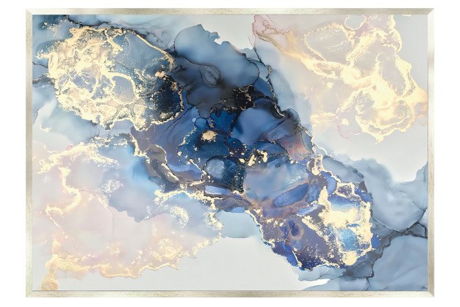 Изображение товара Репродукция в раме Сине-золотая абстракция 73х103 см