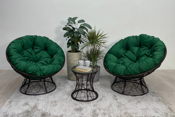 Изображение товара Набор садовой мебели Папасан Плюс 2 шт коричневый зеленый