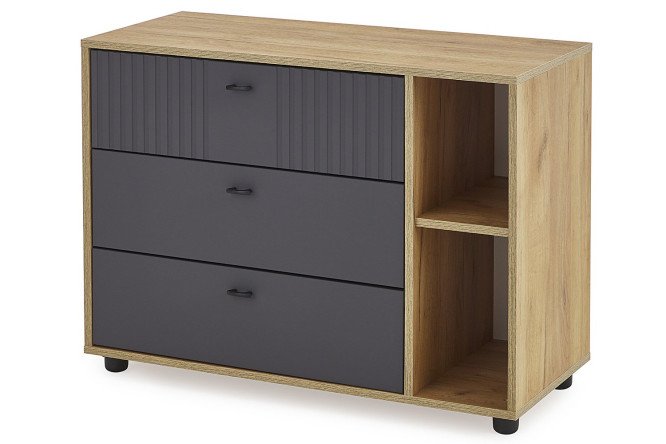 Изображение товара Комод Барселона с 3 ящиками в графите и дубе золотом