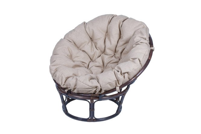 Изображение товара Кресло Папасан с тёмно-коричневым каркасом и бежевыми элементами