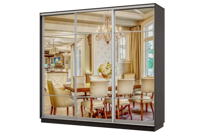 Изображение товара Шкаф-купе 3-дверный Практик 240х220х45 см венге зеркальный дизайн