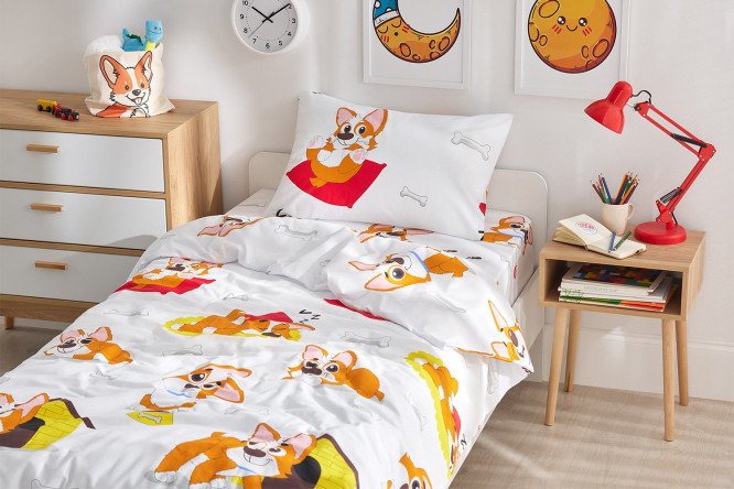 Комплект постельного белья MICASA Teens corgi 145х215 см