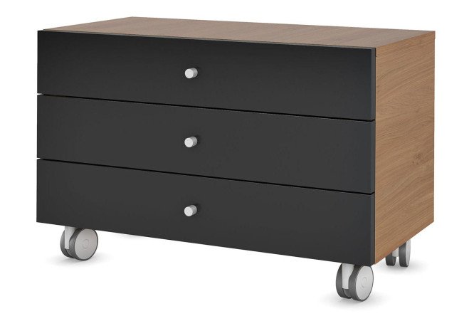 Изображение товара Тумба подкатная KYU DM с 3 ящиками 80x50x43.8 см МДФ черный матовый