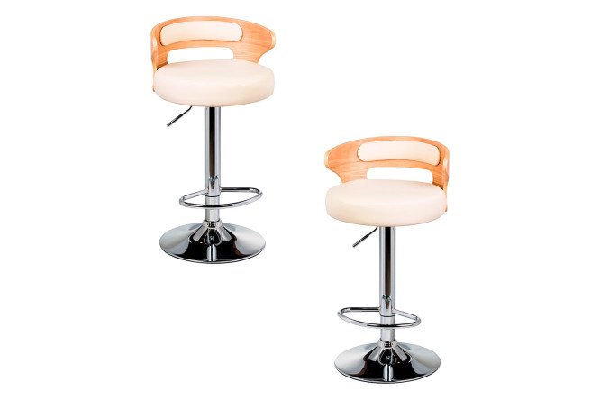 Изображение товара Набор барных стульев DOBRIN Fred 45х78.5х45 см, цвет обивки кремовый, спинки натуральное дерево